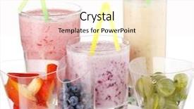  Presentation with smoothies - PPT theme with berry smoothies isolated on white background background and a sky blue colored foreground