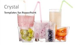  Presentation with smoothies - PPT layouts with berry smoothies isolated on white background background and a white colored foreground