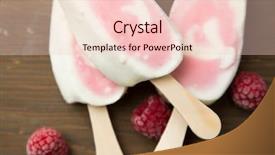  Presentation with yogurt - PPT theme consisting of berry sorbet and yogurt popsicle background and a lemonade colored foreground