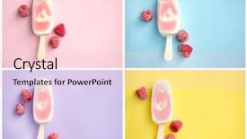  Presentation with yogurt - Audience pleasing PPT theme consisting of berry sorbet and yogurt popsicles backdrop and a lemonade colored foreground