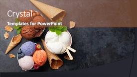  Presentation with chocolate ice cream - Colorful PPT theme enhanced with berry-vanilla-and-chocolate-ice backdrop and a coral colored foreground