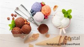  Presentation with chocolate ice cream - Slides consisting of berry-vanilla-and-chocolate-ice background and a coral colored foreground