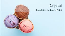  Presentation with ice cream sundae - Colorful PPT theme enhanced with berry-vanilla-and-chocolate-ice backdrop and a sky blue colored foreground