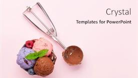  Presentation with ice cream sundae - Audience pleasing slide deck consisting of berry-vanilla-and-chocolate-ice backdrop and a pink colored foreground