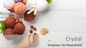  Presentation with ice cream sundae - Colorful slide set enhanced with berry-vanilla-and-chocolate-ice backdrop and a light gray colored foreground