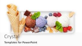  Presentation with ice cream sundae - Presentation theme consisting of berry-vanilla-and-chocolate-ice background and a white colored foreground