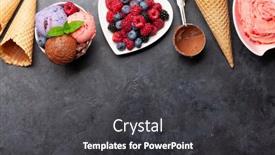  Presentation with ice cream sundae - Cool new PPT theme with berry-vanilla-and-chocolate-ice backdrop and a dark gray colored foreground