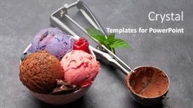  Presentation with ice cream sundae - Slide set enhanced with berry-vanilla-and-chocolate-ice background and a gray colored foreground