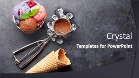  Presentation with ice cream sundae - Amazing presentation design having berry-vanilla-and-chocolate-ice backdrop and a dark gray colored foreground
