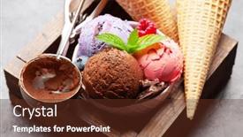  Presentation with ice cream sundae - Presentation theme consisting of berry-vanilla-and-chocolate-ice background and a tawny brown colored foreground