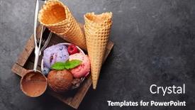  Presentation with vanilla - Beautiful slide set featuring berry-vanilla-and-chocolate-ice backdrop and a dark gray colored foreground