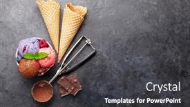  Presentation with ice cream sundae - PPT theme enhanced with berry-vanilla-and-chocolate-ice background and a dark gray colored foreground