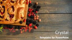  Presentation with pastries - Audience pleasing presentation design consisting of berry-yeast-dough-pie backdrop and a violet colored foreground