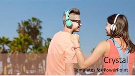  Presentation with teenage love - Presentation design featuring berth and listening to music background and a coral colored foreground