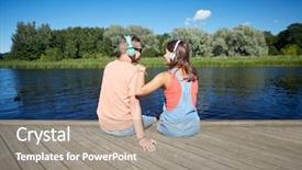  Presentation with love music - Presentation theme with berth and listening to music background and a  colored foreground