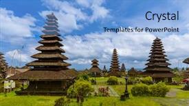  Presentation with pura - Slide deck with besakih temple - bali island indonesia background and a light blue colored foreground