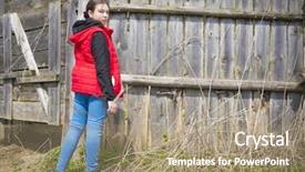 Presentation with teenage girl - Audience pleasing slide deck consisting of beside a wooden small village backdrop and a  colored foreground