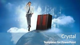  Presentation with best top honors awards recognition - Presentation design with beside server in cloudy blue background and a teal colored foreground