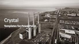  Presentation with power plant - Amazing presentation design having besos thermic power plant aerial backdrop and a gray colored foreground