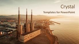  Presentation with power plant - Presentation theme consisting of besos thermic power plant aerial background and a lemonade colored foreground