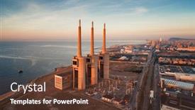  Presentation with power plant - Slides having besos-thermic-power-plant-aerial background and a tawny brown colored foreground