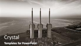  Presentation with power plant - PPT layouts enhanced with besos-thermic-power-plant-aerial background and a dark gray colored foreground