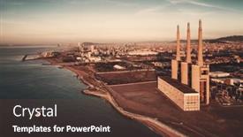  Presentation with power plant - PPT layouts with besos-thermic-power-plant-aerial background and a tawny brown colored foreground