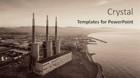  Presentation with power plant - Slides enhanced with besos-thermic-power-plant-aerial background and a soft green colored foreground