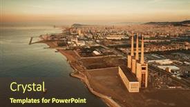  Presentation with power plant - Slide set featuring besos-thermic-power-plant-aerial background and a tawny brown colored foreground