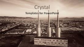  Presentation with power plant - PPT theme enhanced with besos-thermic-power-plant-aerial background and a soft green colored foreground