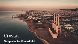  Presentation with power plant - Cool new PPT layouts with besos-thermic-power-plant-aerial backdrop and a dark gray colored foreground