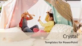  Presentation with cooking kids - Slide set consisting of fight best - childhood and hygge concept background and a lemonade colored foreground