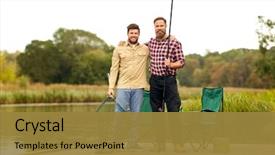  Presentation with fishing net - Presentation design featuring free best - leisure and people concept background and a gold colored foreground