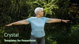  Presentation with tai chi - PPT theme having best-ager-women-practicing-yoga background and a wine colored foreground