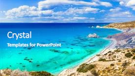  Presentation with petra - Beautiful PPT theme featuring best beaches of cyprus island backdrop and a teal colored foreground