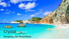  Presentation with best - Beautiful slide deck featuring best beaches of greece - beautiful backdrop and a cyan colored foreground