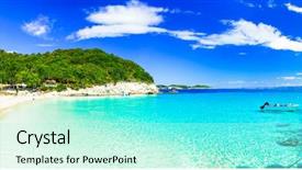  Presentation with best of luck - Colorful PPT theme enhanced with best beaches of greece - vrika backdrop and a arctic colored foreground