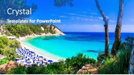  Presentation with greece blue - Beautiful slide set featuring best-beaches-of-greece backdrop and a cobalt blue colored foreground