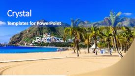  Presentation with best - PPT theme featuring best beaches of tenerife - las background and a cobalt blue colored foreground