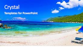  Presentation with best achievers - Theme with best beaches of skopelos island background and a cobalt blue colored foreground