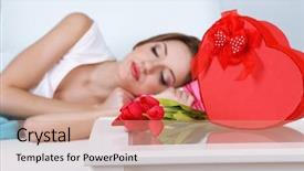  Presentation with sleeping - Beautiful presentation design featuring best beauty - beautiful young woman sleeping backdrop and a coral colored foreground