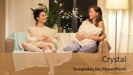  Presentation with pajama - PPT layouts consisting of best christmas holiday - friendship hygge and pajama party background and a coral colored foreground