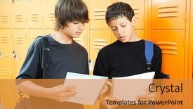  Presentation with teenage - Amazing slides having best class - teenage boys by lockers comparing backdrop and a gold colored foreground