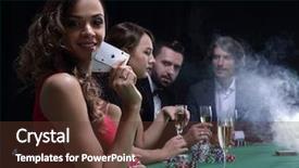  Presentation with black woman - Cool new slide deck with dishonesty - young brunette woman playing poker backdrop and a tawny brown colored foreground