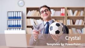  Presentation with motivation ball hill businessman - Slide set consisting of best employee - businessman with football ball background and a coral colored foreground