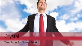  Presentation with on line education - Colorful presentation theme enhanced with best employee - successful businessman crossing the line backdrop and a red colored foreground