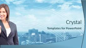  Presentation with executive business negotiation skills - Colorful presentation design enhanced with best employee - young executive business man backdrop and a sky blue colored foreground