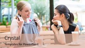  Presentation with weight loss woman showing - Presentation design with best friend a new trend background and a  colored foreground