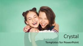  Presentation with friendship school - Theme with best friends - education emotions teens and friendship background and a mint green colored foreground