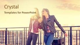  Presentation with my best friend - Slide deck having best friends band girls singing background and a  colored foreground